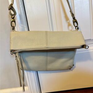 Lucky Brand Crossbody Fold Down Ivory Leather Purse